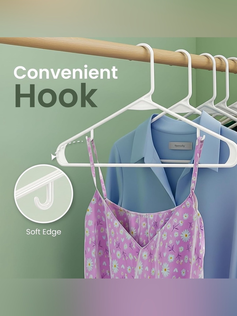 Utopia Home 50 Plastic Hangers Built-in Strap Hooks - White - New Open Box - Picture 4 of 8